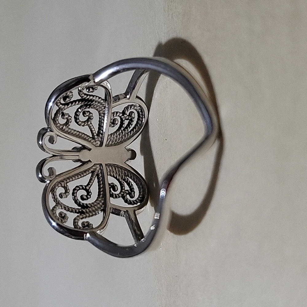 .925 Sterling Silver Butterfly Ring Size 8 - Picture 4 of 8